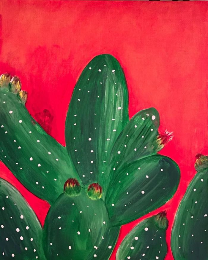 Cactus painted at Paint Night