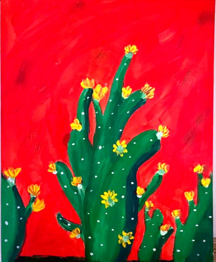 Cactus painted at Paint Night